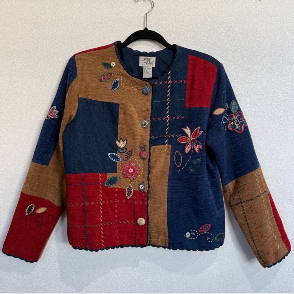 Vintage Jacket with Flowers Patches size PM - Picture 2 of 8